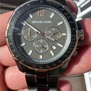 Michael Kors Rose Gold Gunmetal 42mm Chronograph Men's Unisex Watch Mint!
